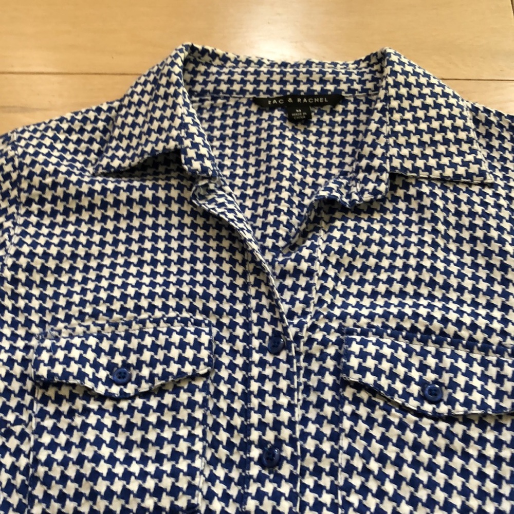 Blue & white check button-down shirt, M - Picture 13 of 15